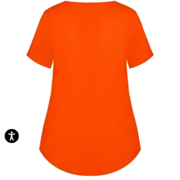 NWT Avenue V-Neck Cut-Out Top in Tangerine - Picture 2 of 8